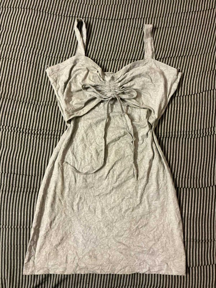 Grey Ruched Camisole Dress