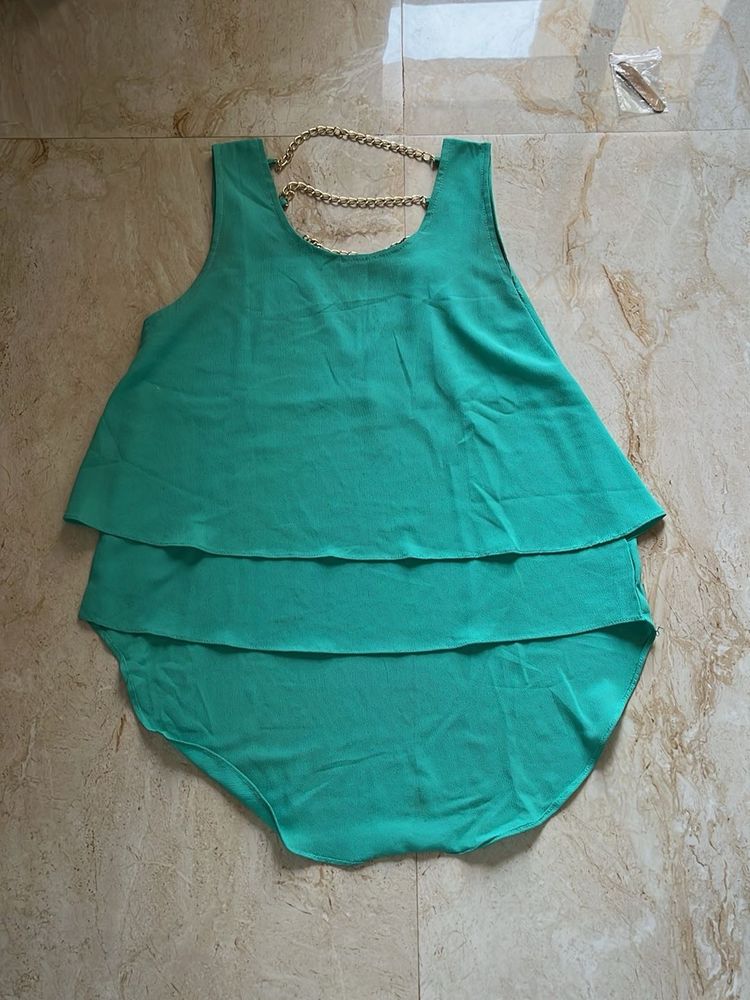 Green Layered Chain Tank Top