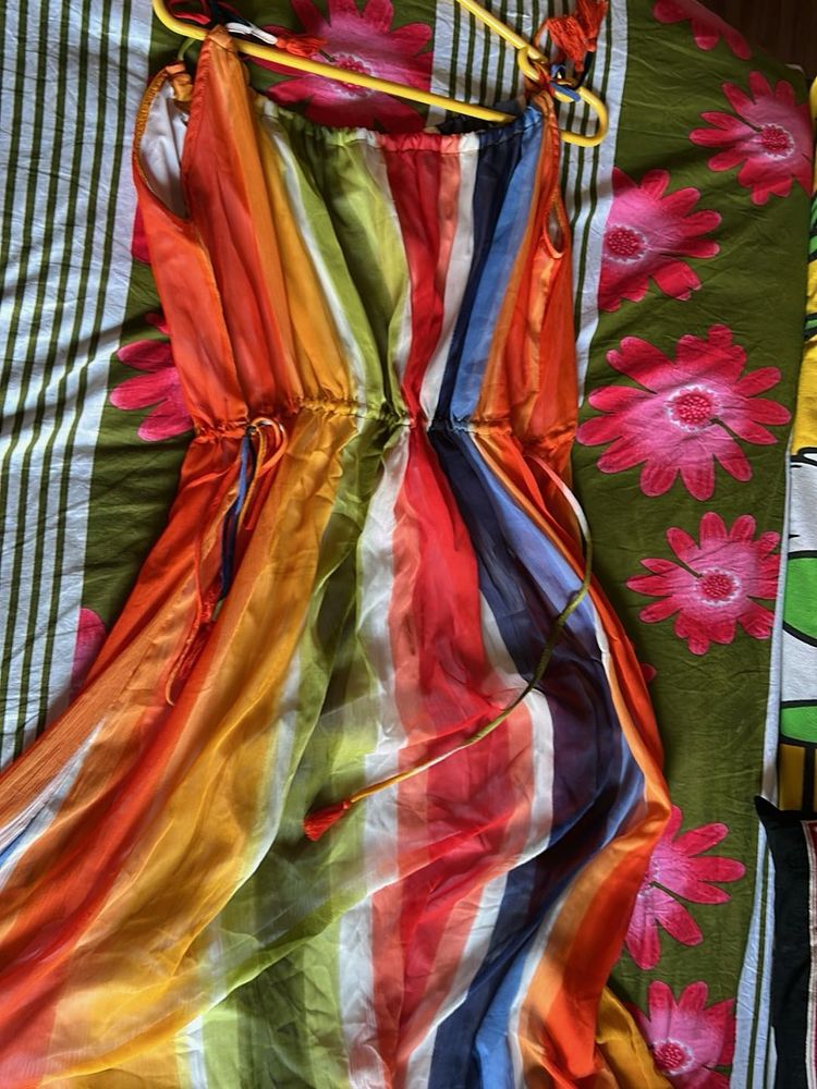 Colorful Striped Cover-Up Dress