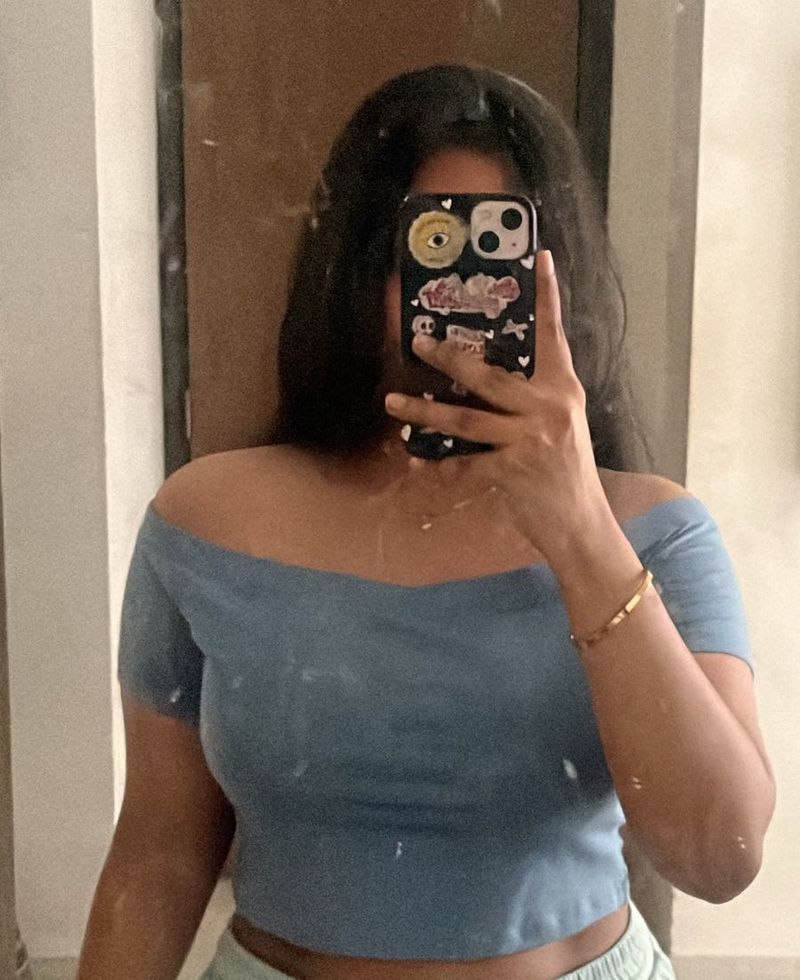 Off-Shoulder Blue Crop Top