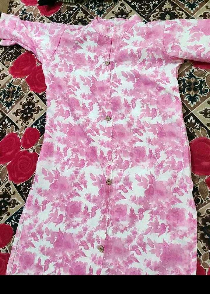 Pink Floral Print Kurta