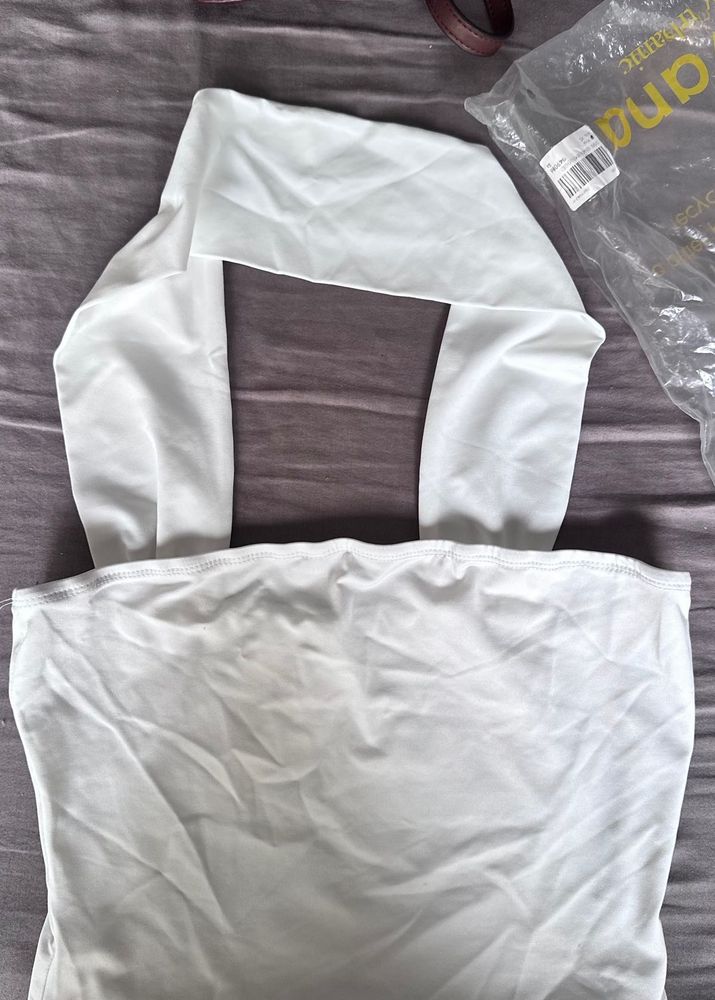 White Solid Tube Top