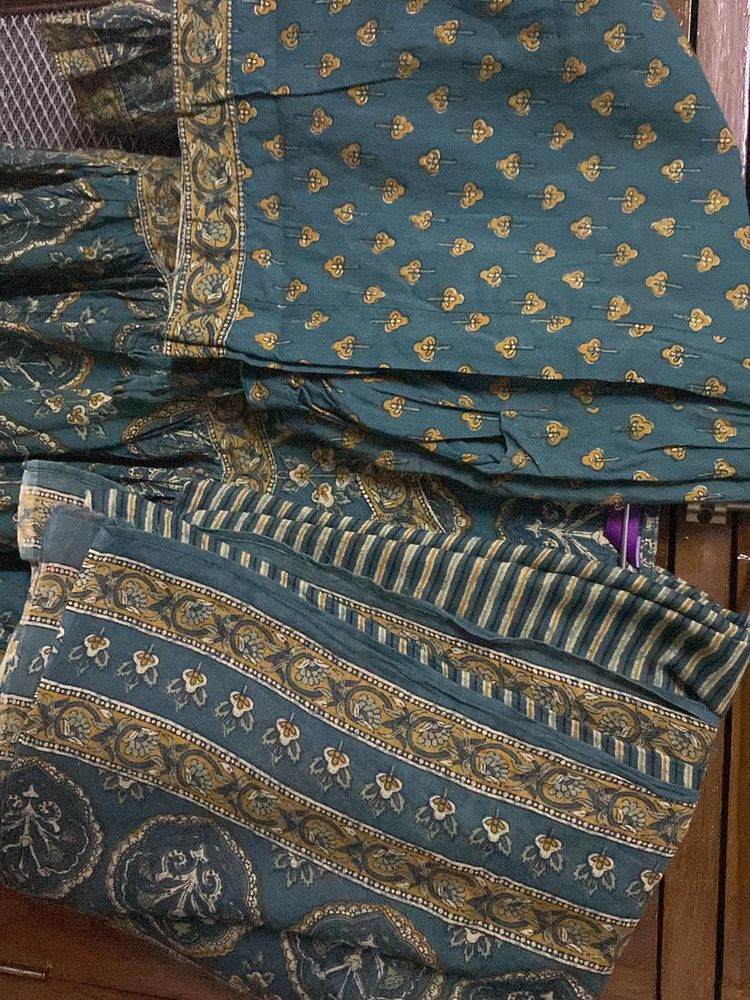 Teal Ethnic Kurta Set with Print
