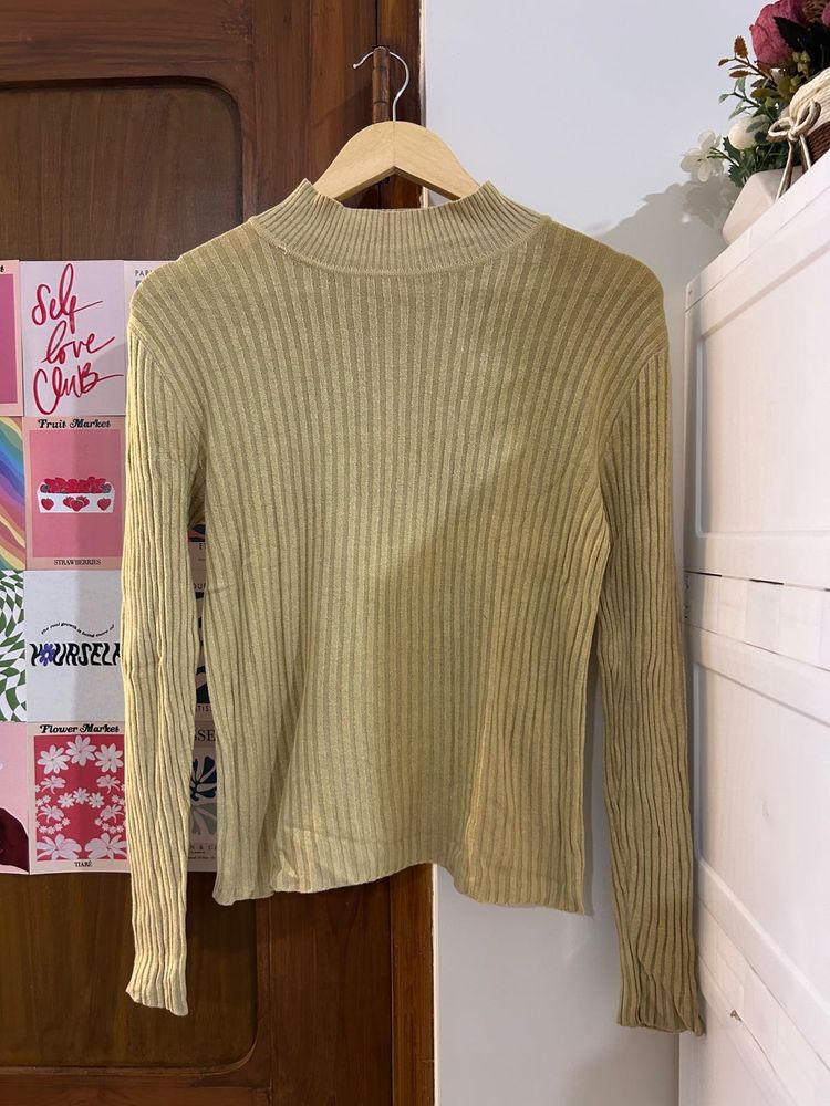 Ribbed Mock Neck Long Sleeve Top