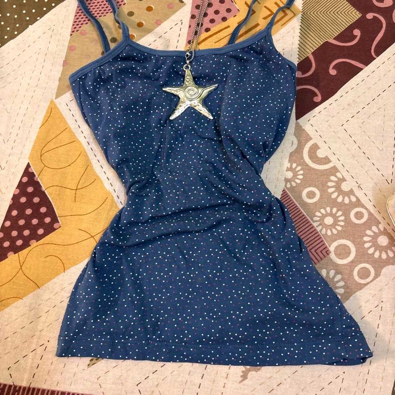 Y2K Cute Navy Star Print Camisole Top