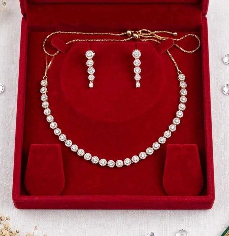 Stunning Diamond Necklace &amp; Earring Set