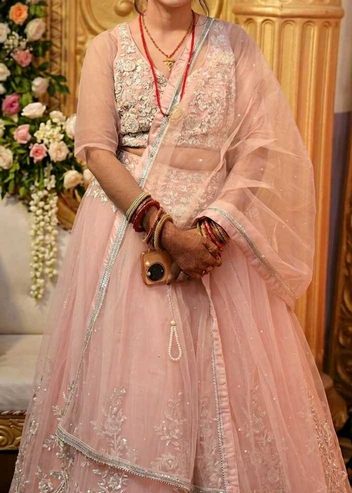 Embellished bridal engagement pink crop top Set