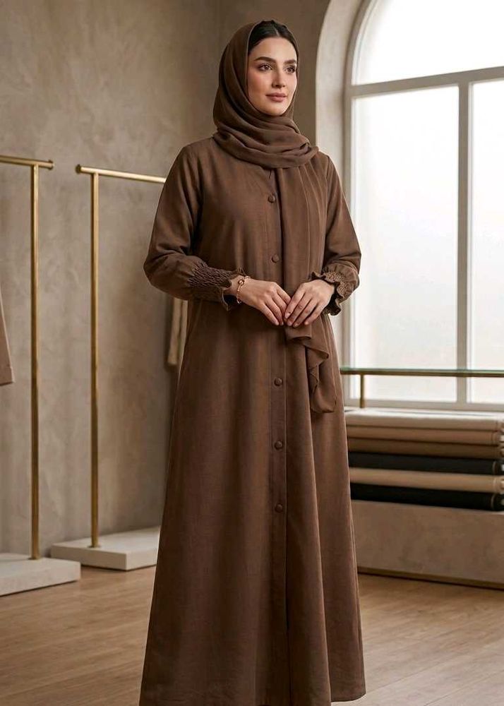 Classy and beautiful brown abaya with scarf🤎