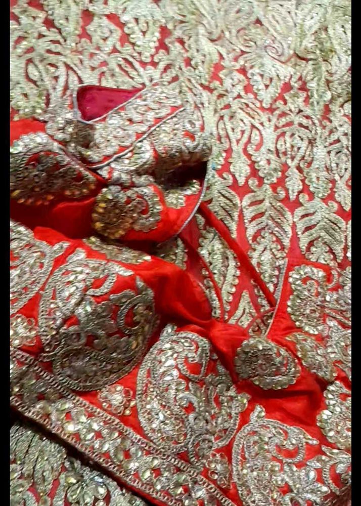 New Bridal Red Peach Lehenga With Dupatta