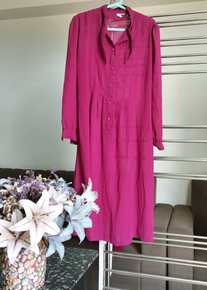 Vintage Magenta Midi Dress