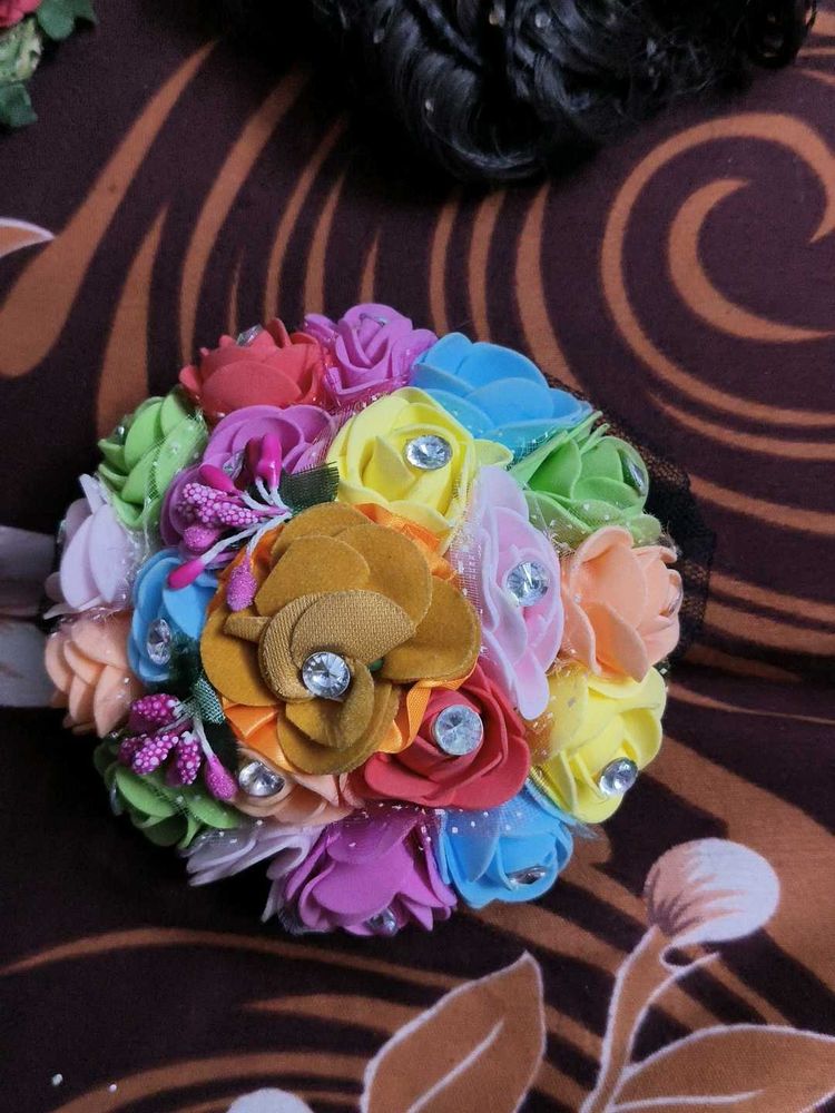Floral Hair Clip with Rhinestones
