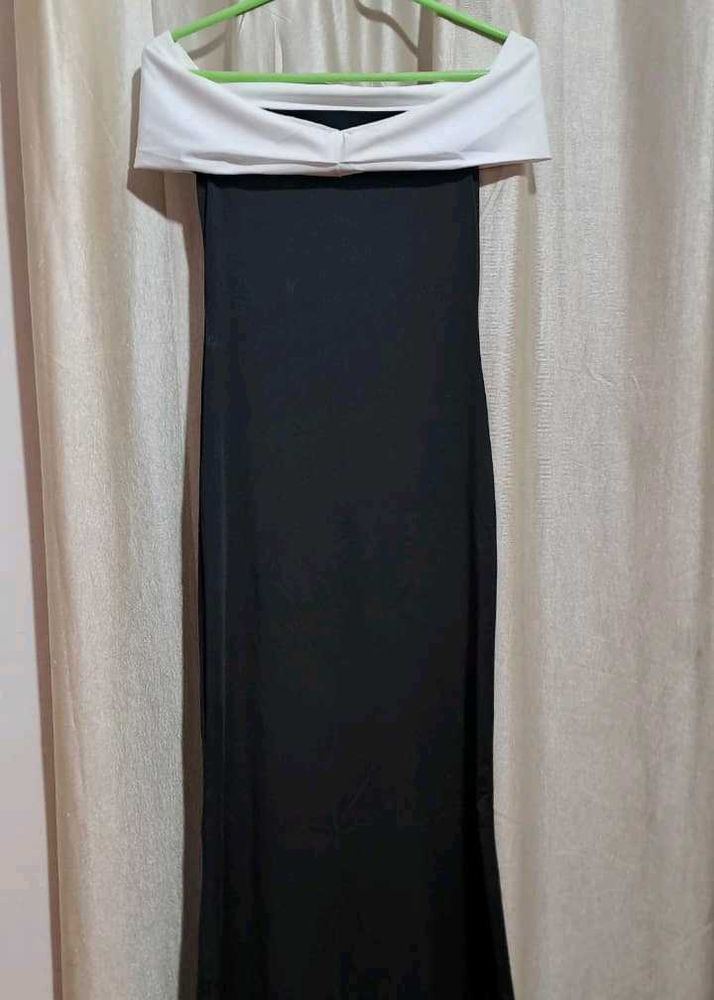 Elegant Black &amp; White Maxi Dress