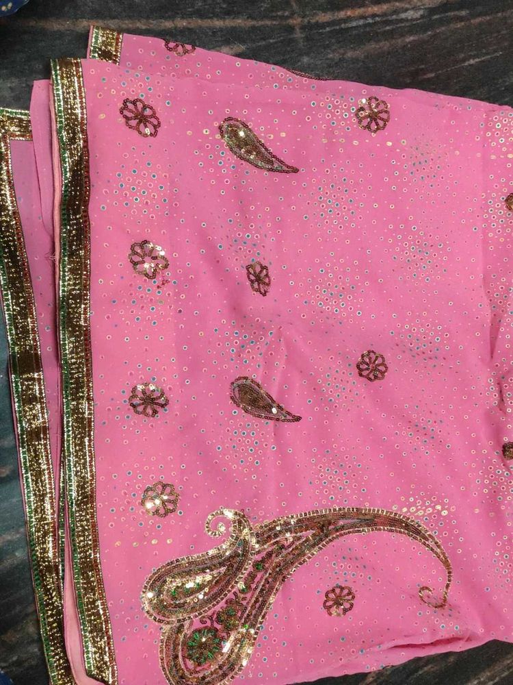 Pink Embellished Saree