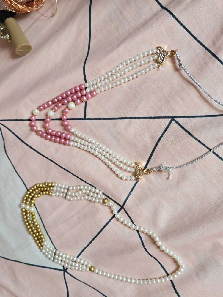New Elegant Pearl Necklace Set of 2