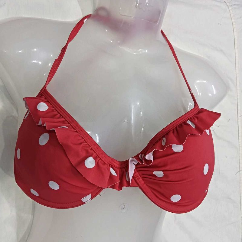 Red Polka 🪔Dot Bikini Top