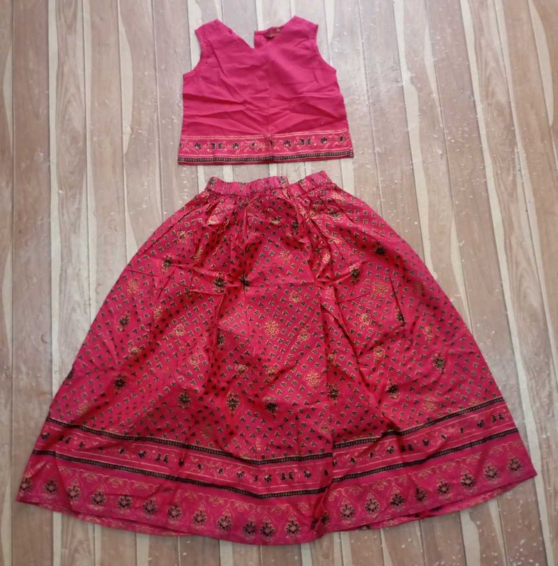 Vibrant Pink Ethnic Lehenga Choli Set 2 to 3 years