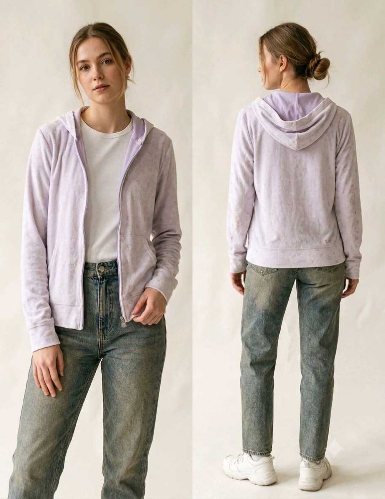Lavender Velour Zip-Up Hoodie
