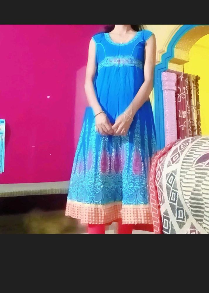 Blue Embroidered Anarkali Dress