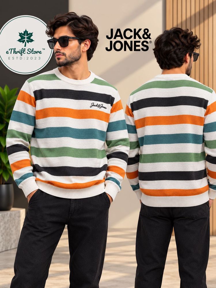 Jack &amp; Jones Multicolor Striped Crewneck Sweater