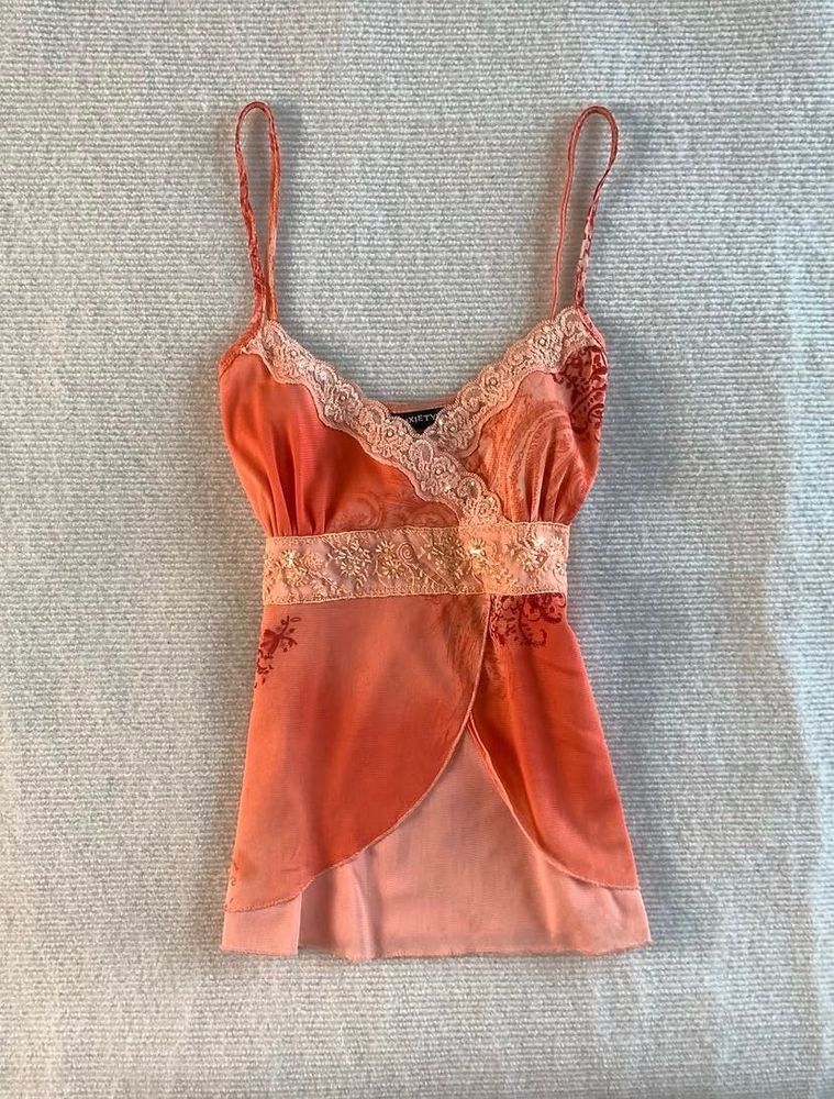 Vintage Orange Floral Camisole Top