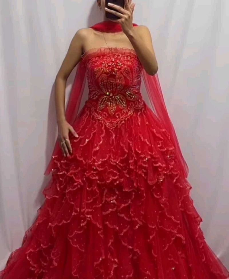 party ball gown Stunning Red Bridal
