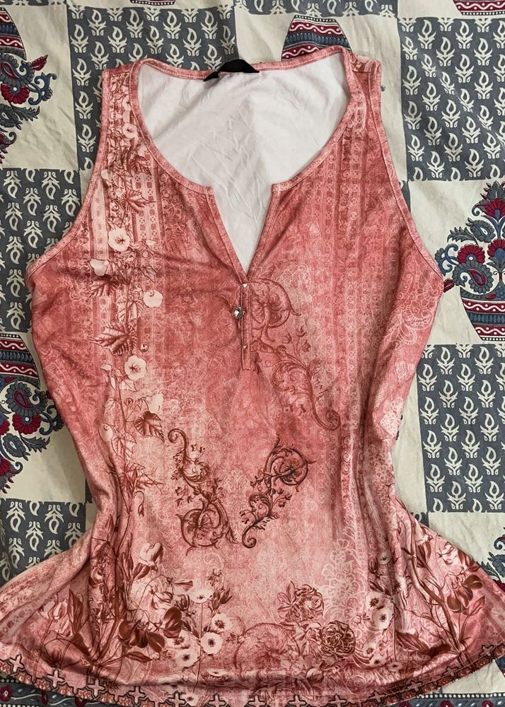Vintage Floral Print Sleeveless Top