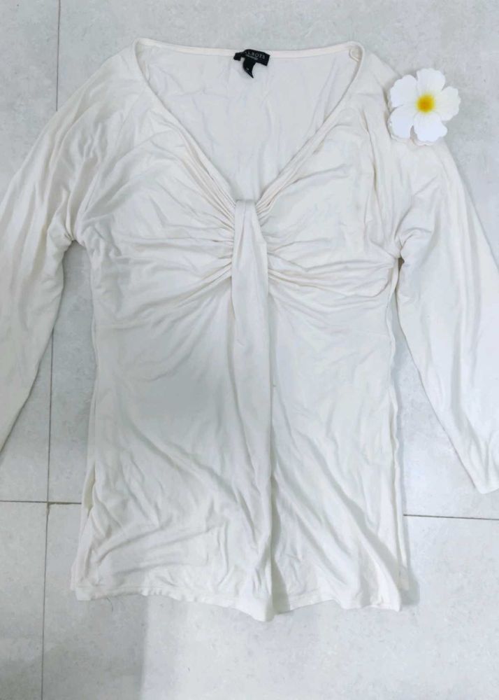 Chic White Twist Front Top