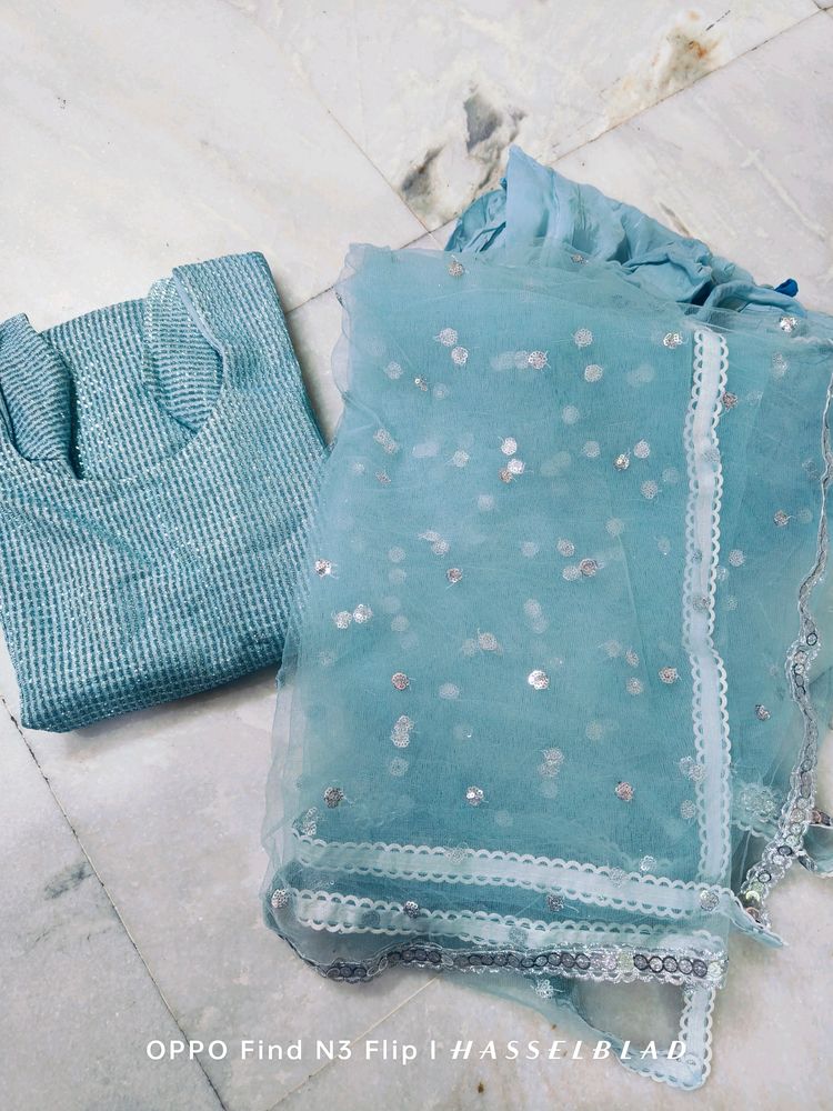 Sky 🔵 Blue Kurta With Pathani Salwar Set