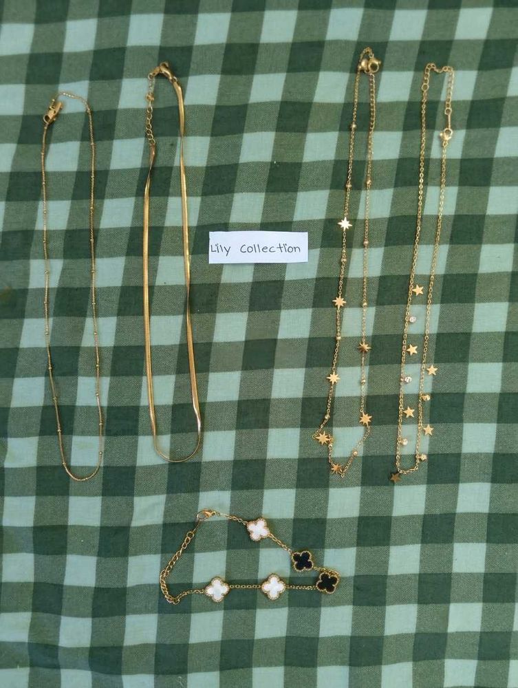 anti tarnish waterproof Gold necklace bracelet set