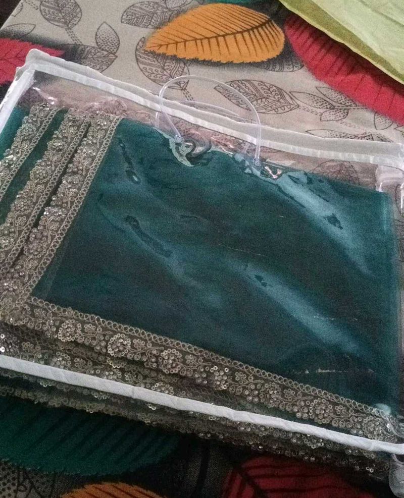 Beautiful Teal Dupatta with Embellished Border