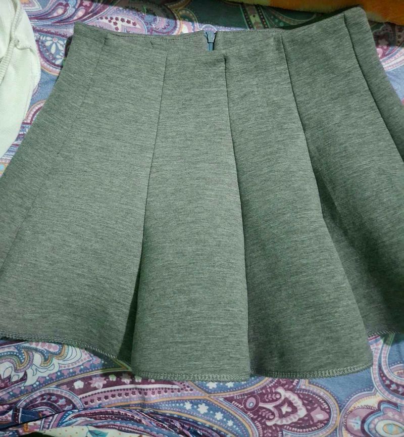 Grey Flared Mini Skirt