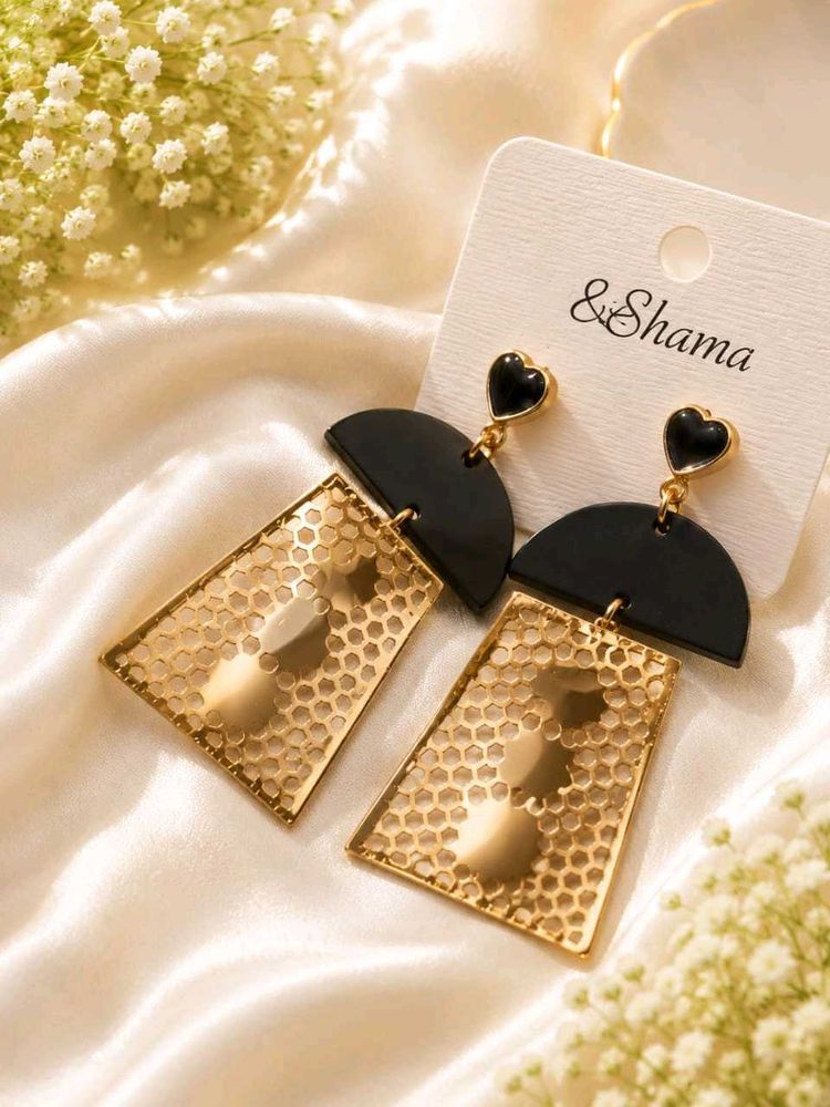 Geometric Heart Dangle Earrings