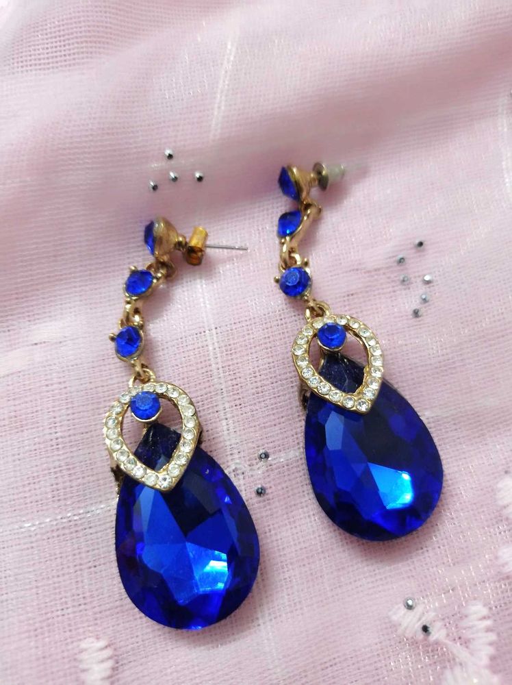 Stunning Blue Crystal Drop Earrings