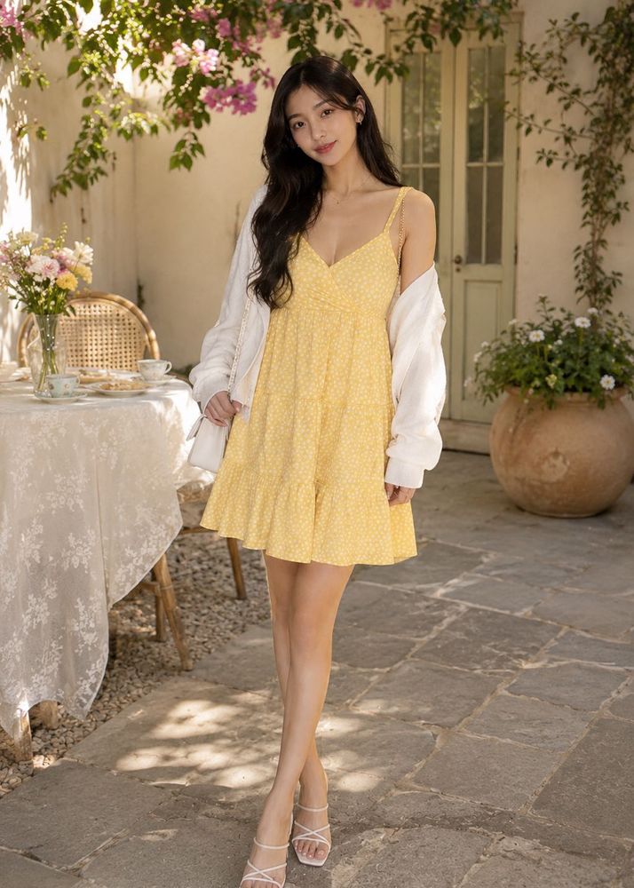 Soft Yellow Floral Mini Dress