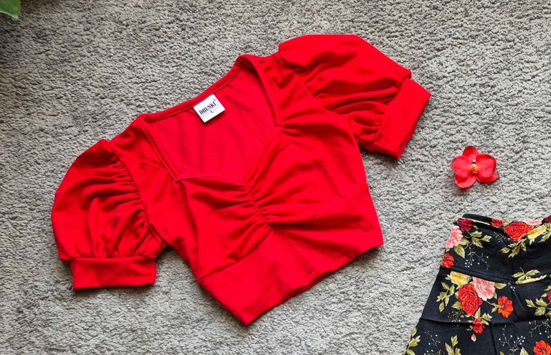 Puff Sleeve Crop Top