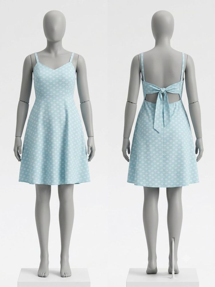 Cute Light Blue Patterned Sundress