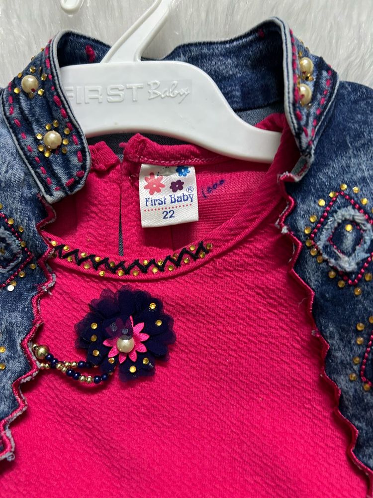 2-4 yrs girl unused top jeans