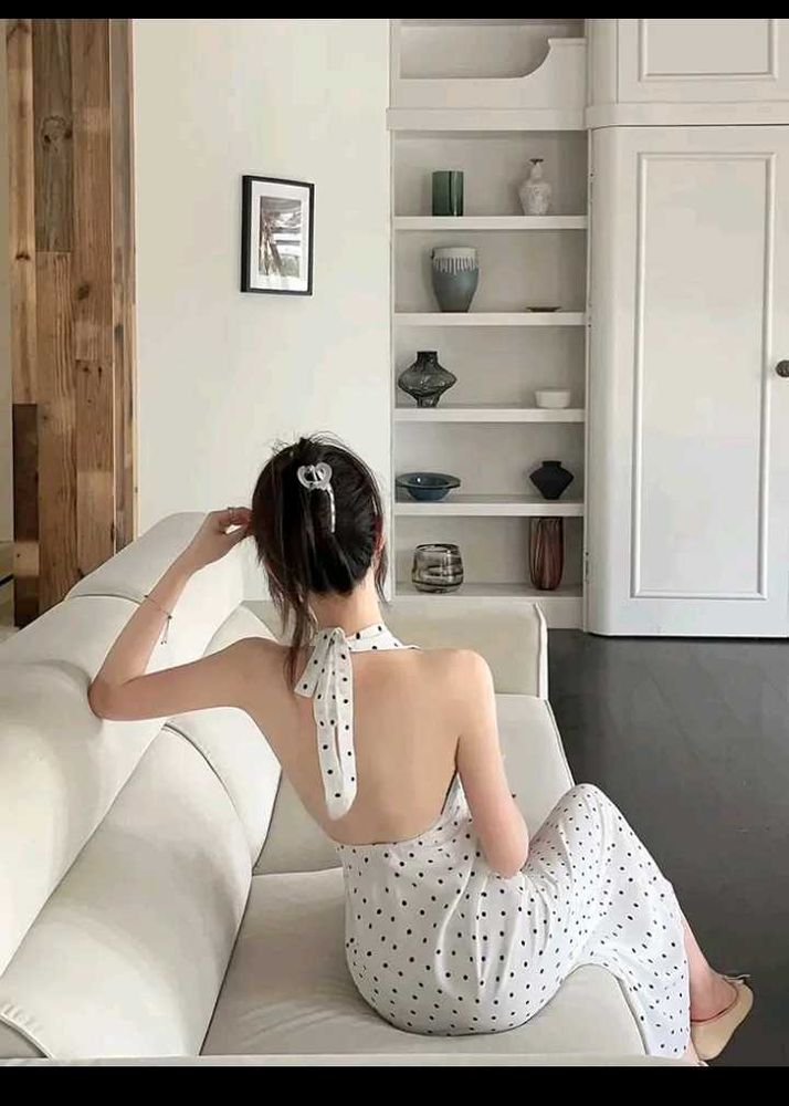 Polka Dot Halter Neck Maxi Dress