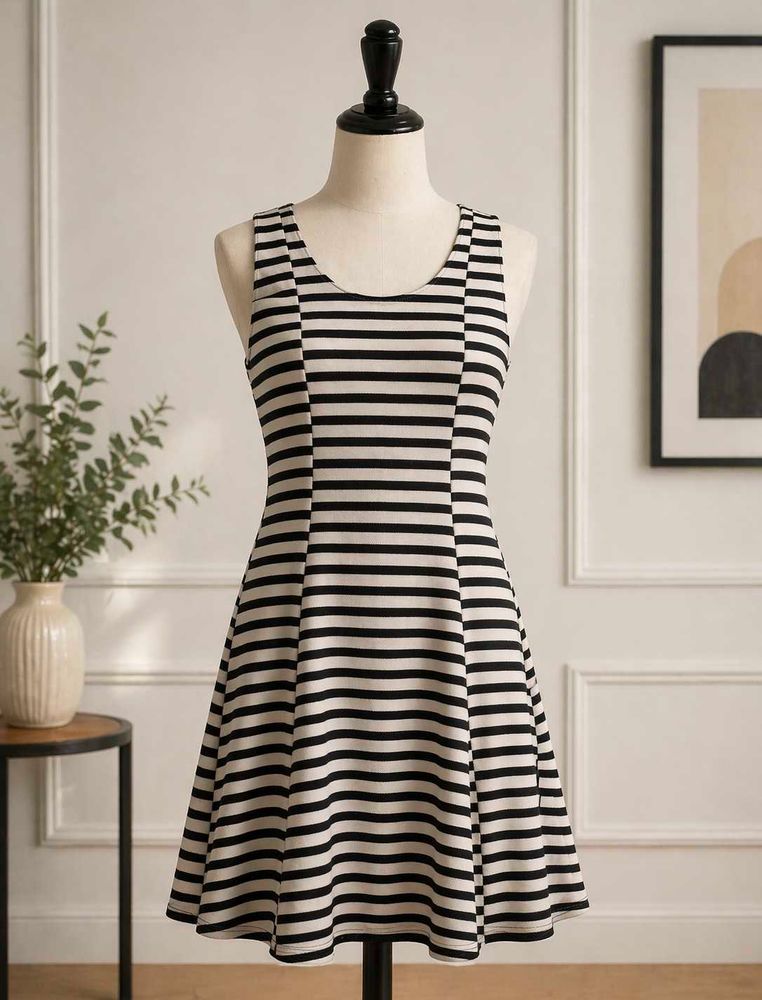 Striped Sleeveless Fit &amp; Flare Dress