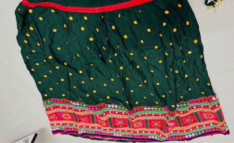 Green Bandhani Ethnic Skirt