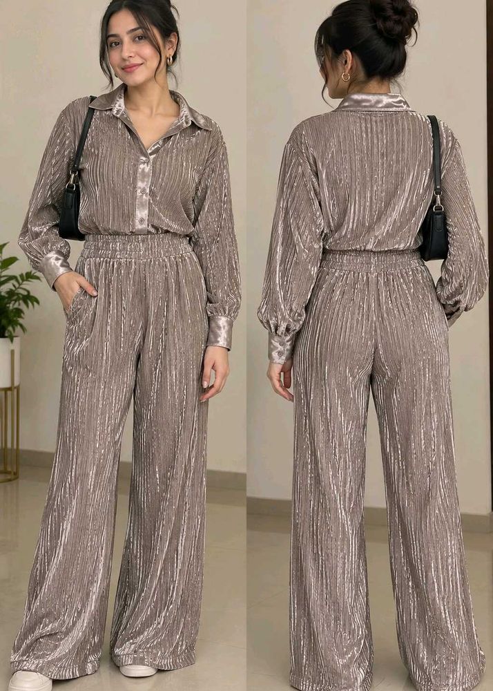 Metallic Pleated Co-ord Set
