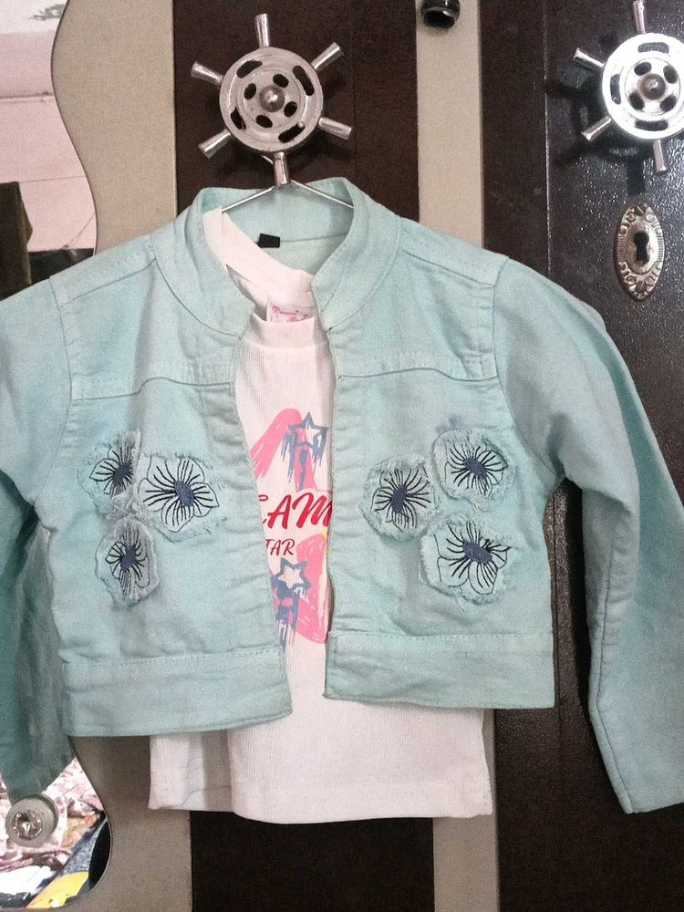 Kids Denim Jacket and T-shirt Set