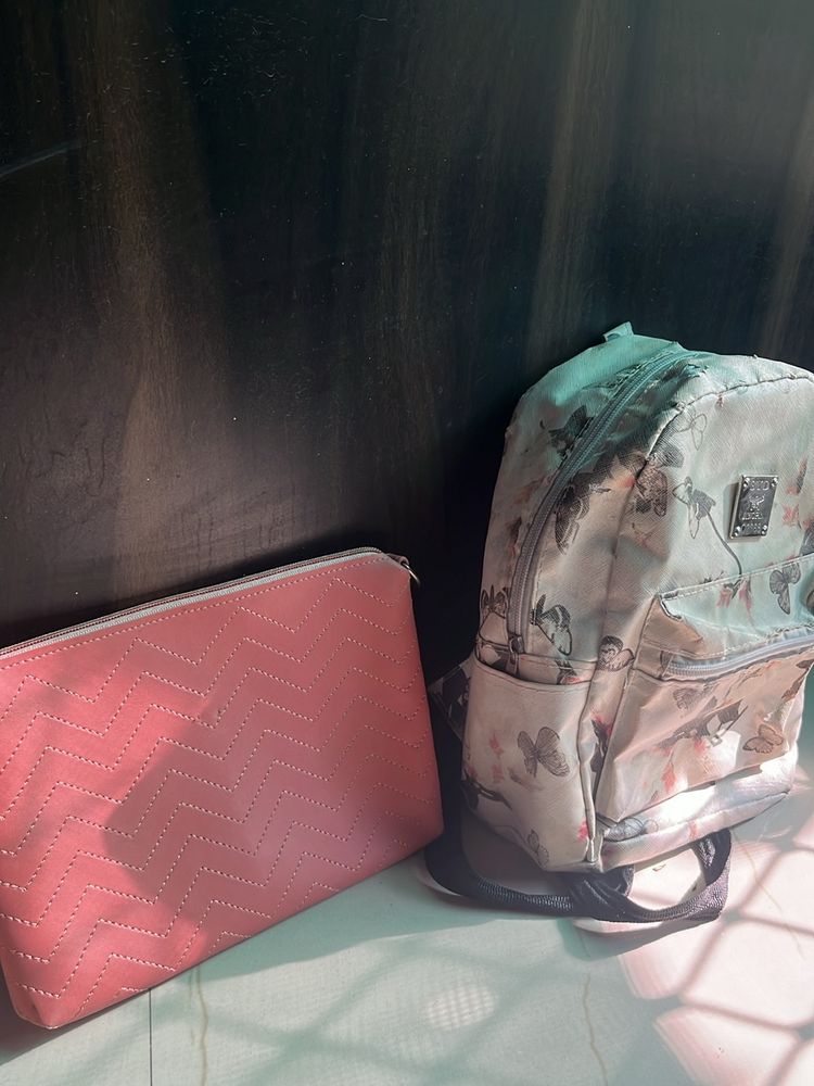 Floral Backpack With Free Makeup Pouch