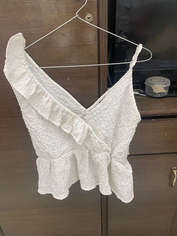 White Ruffle Top