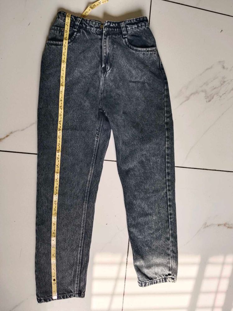 Washed Black Mom Jeans