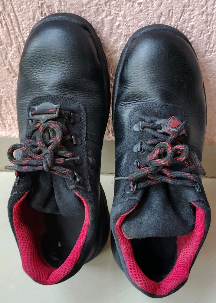 Black &amp; Red Lace-Up Work Boots