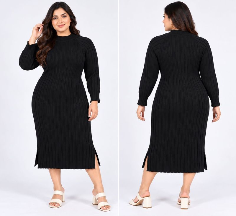 Chic Ribbed Knit Midi Dress