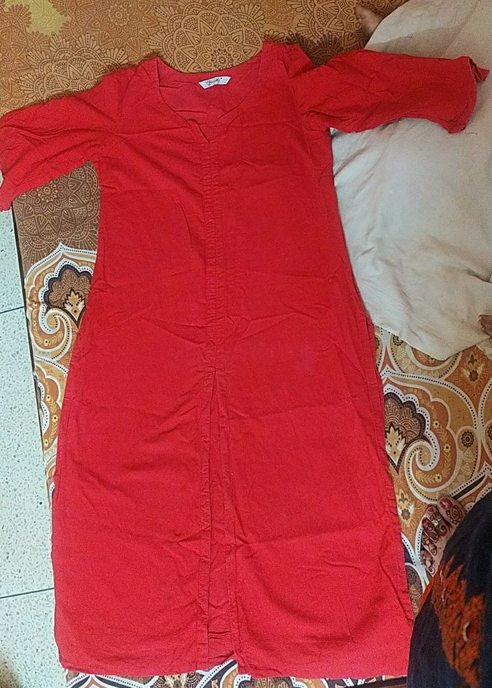 Red Cotton Kurti