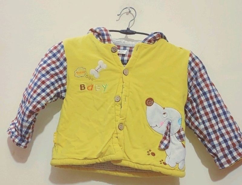 Yellow Hoodie Winter Jacket For Baby 12- 18 Month