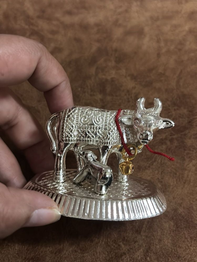 Silver Cow and Calf Showpiece